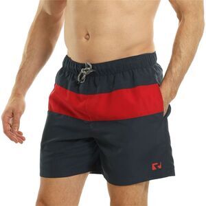 RIPT Essentials Mens Contrast Striped Swim Shorts / Navy Blue/Red